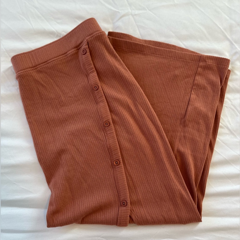 Abercrombie Midi High Slit Button Skirt